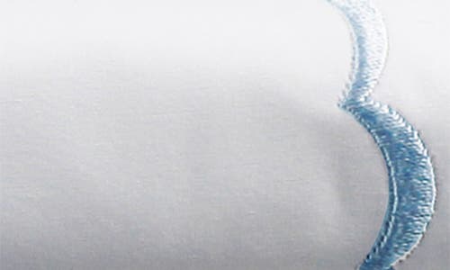 Melange Home Double Scallop Embroidered 300 Thread Count 100% Cotton Sheet Set In Blue/white