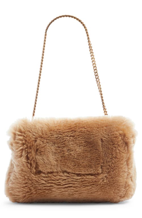 Shop Saint Laurent Small Kate Genuine Shearling Shoulder Bag In Ecru/dark Brown