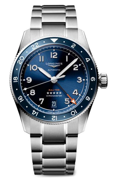 Longines Spirit Zulu Time Watch, 39mm In Silver/steel