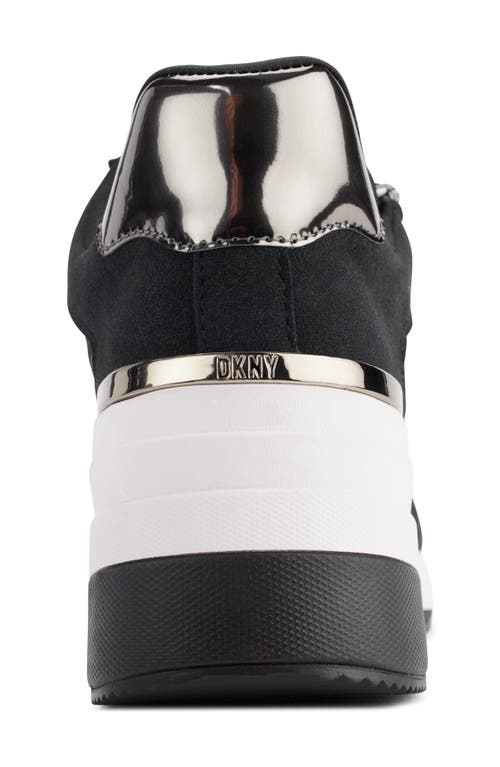 Shop Dkny Kaden Wedge Sneaker In Black/dk Gunmetal