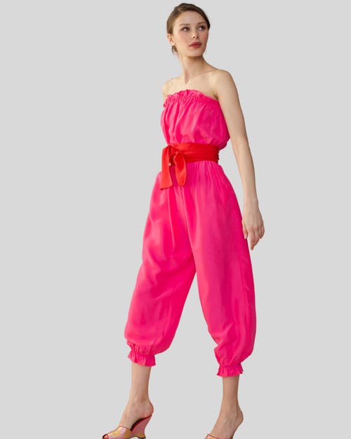 Cynthia Rowley Silk Strapless Jumpsuit In Pink