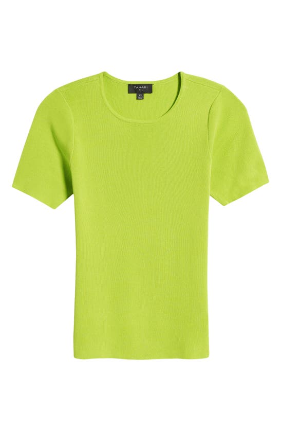 Shop Tahari Asl Short Sleeve Sweater In Lime