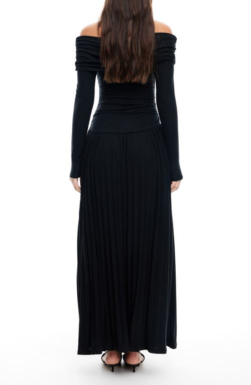 Lioness Field Of Dreams Long Sleeve Maxi Dress Onyx In Onyx