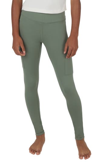 90 Degree By Reflex Kids' 2-pack Cargo Pocket Leggings In Agave Green/black
