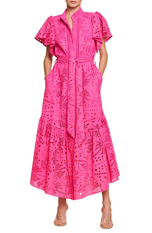 Ciebon Isabella Cotton Eyelet Maxi Shirtdress In Pink