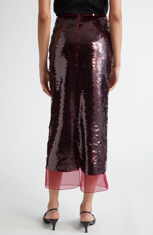 Shop Emilia Wickstead Kazu Sequin Column Midi Skirt In Burgundy