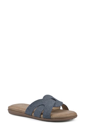 Shop Cliffs By White Mountain Fortunate Woven Sandal In Denim Blue/fabric