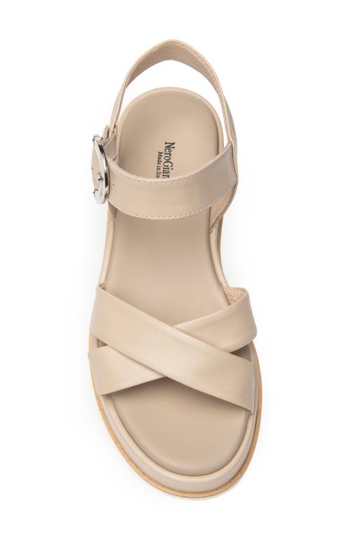 Shop Nerogiardini Ankle Strap Platform Sandal In Beige/khaki