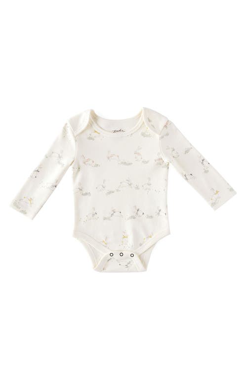 Pehr Bunny Print Long Sleeve Organic Cotton Bodysuit in at Nordstrom