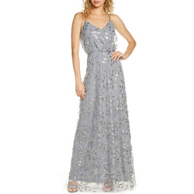 Wayf The Savannah Blouson Beaded Mesh Evening Dress