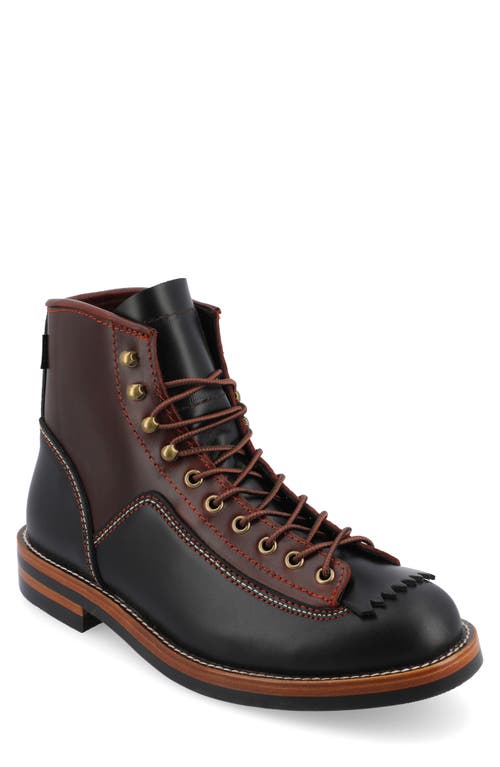 Leather Lug Sole Boot in Black/Cherry