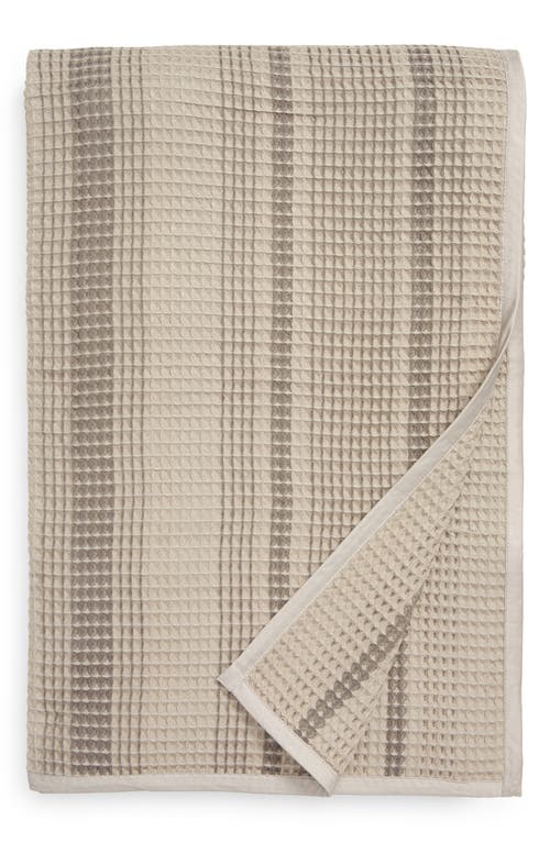 Boll & Branch Stripe Organic Cotton Waffle Knit Bed Blanket in Pewter/Stone