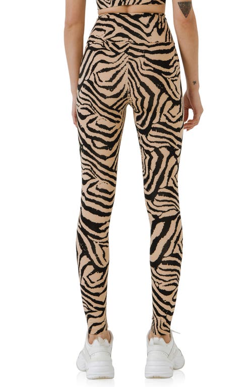 Grey Lab Animal Print High Waist Leggings In Beige/black