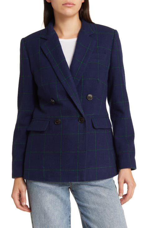Caldwell Double Breasted Wool Blend Blazer