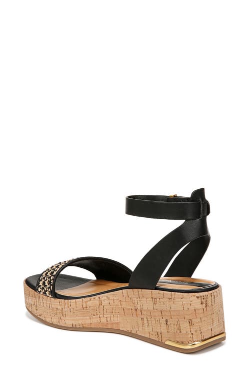 Franco Sarto Terry Ankle Strap Platform Wedge Sandal In Black