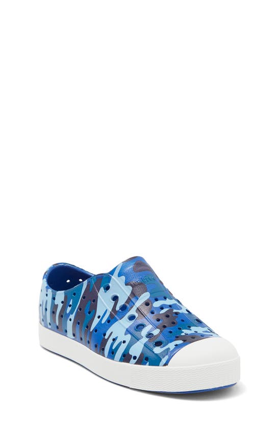 Native Shoes Kids' Jefferson Water Friendly Perforated Slip-on In Blue/ White/ Skycamo