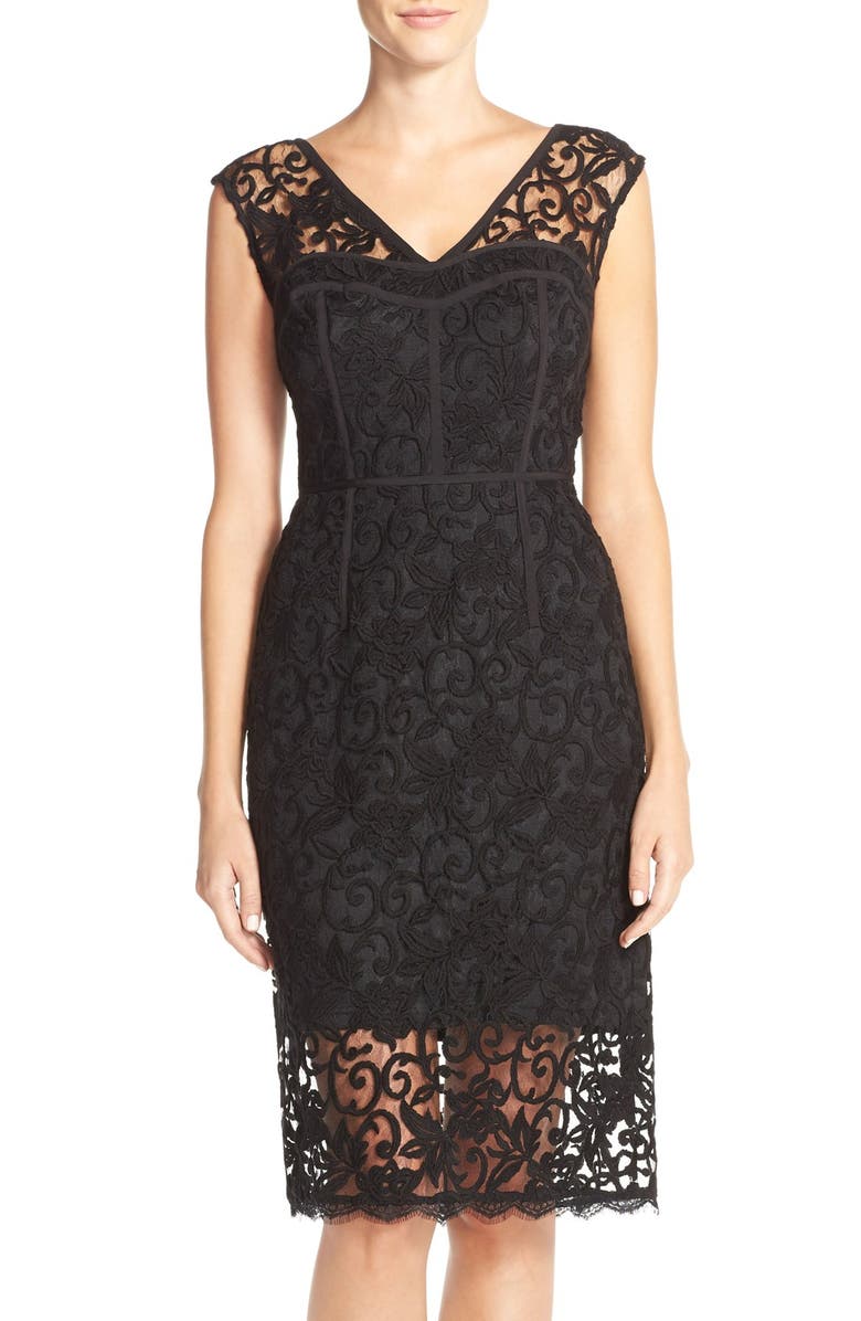 Adrianna Papell Illusion Lace Sheath Dress | Nordstrom