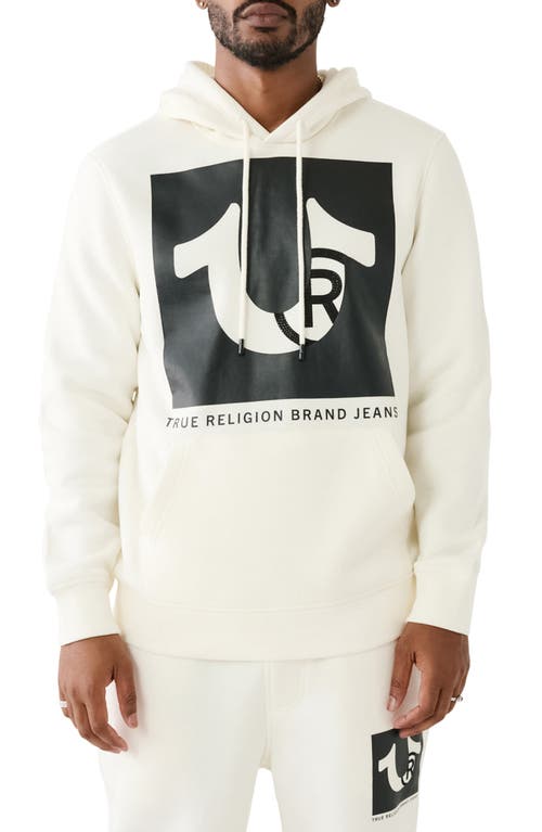 Studded Logo Pullover Hoodie in Winter White