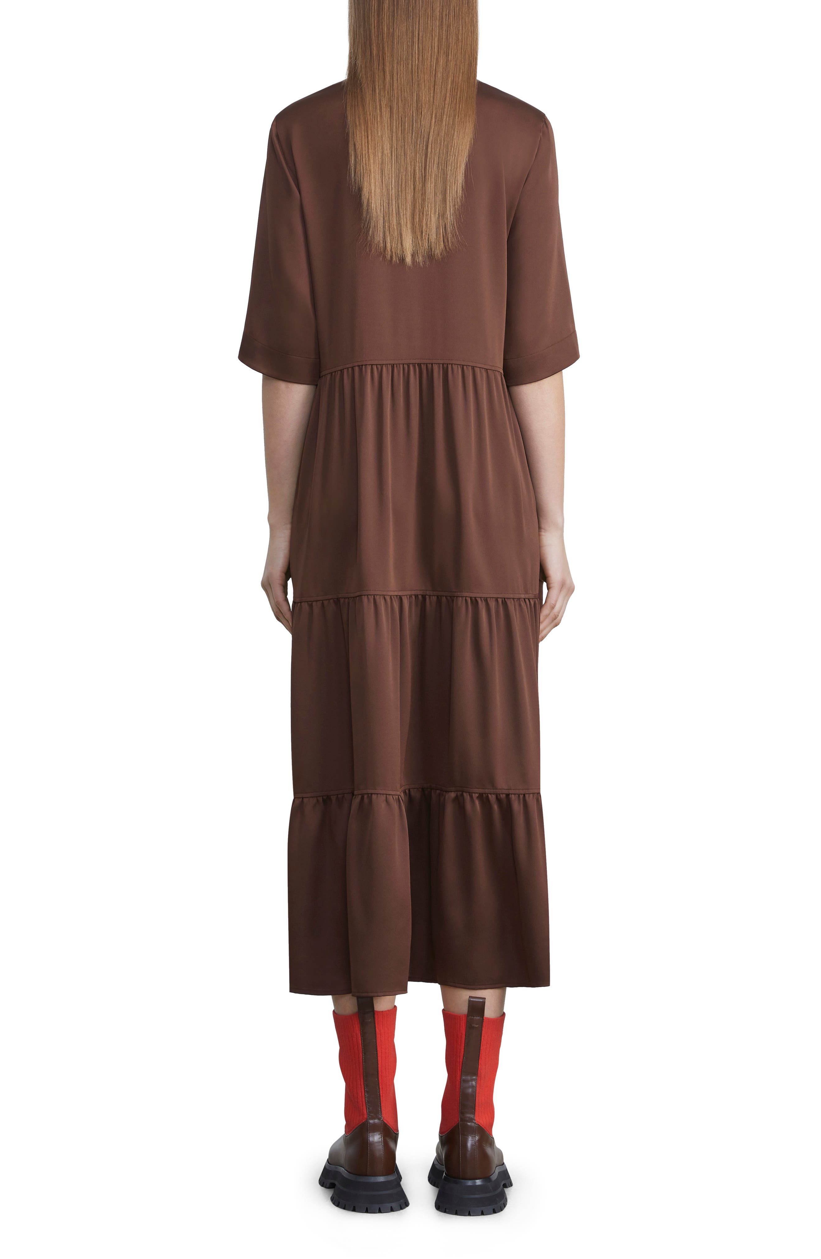 Lafayette 148 New York Selma Tiered V-Neck Midi Dress