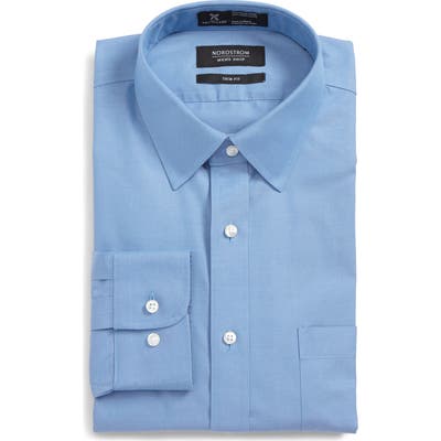 Nordstrom Shop Smartcare(TM) Trim Fit Solid Dress Shirt, 5.5 34/35 - Blue