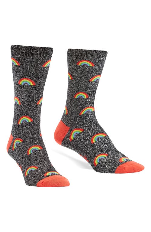 Shop Sock It To Me Glitter Rainbow Socks In Black Glitter/rainbow