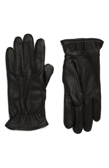 Ugg Men's 3 Point Leather Suede Gloves In Black