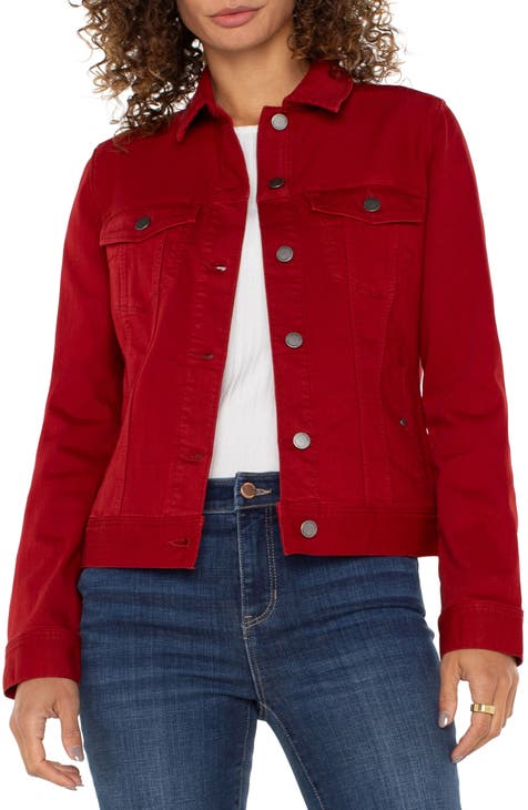 Girls red jean jacket hotsell