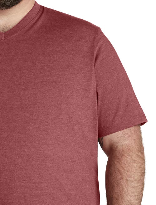 Harbor Bay By Dxl Moisture-wicking Jersey V-neck T-shirt In Red Pear Heather