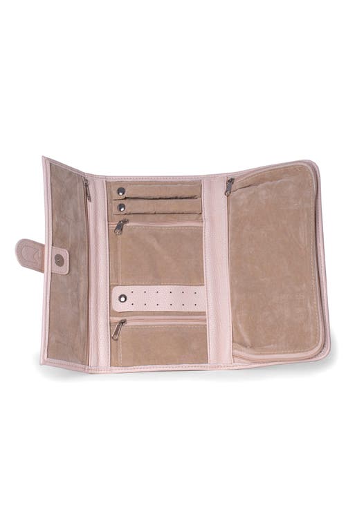 Bey-berk Hayley Faux Leather Jewelry Clutch In Blush Cream