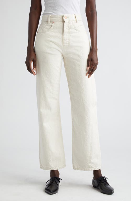 Curved Organic Cotton & Linen Blend Jeans in Summer Cream