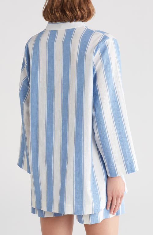 Shop Desmond & Dempsey Feluka Stripe Stretch Cotton Short Pajamas In Blue