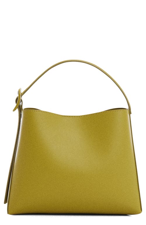 Buckle Detail Faux Leather Shopper in Lime