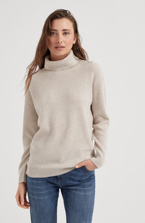 Shop Brunello Cucinelli English Rib Knit Sweater In Oyster