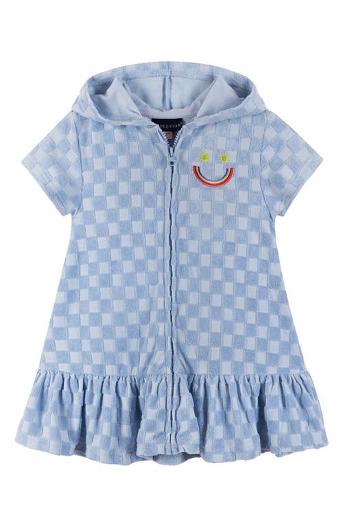 Andy & Evan Kids' Checker French Terry Hooded Cover-Up Dress Blue at Nordstrom,
