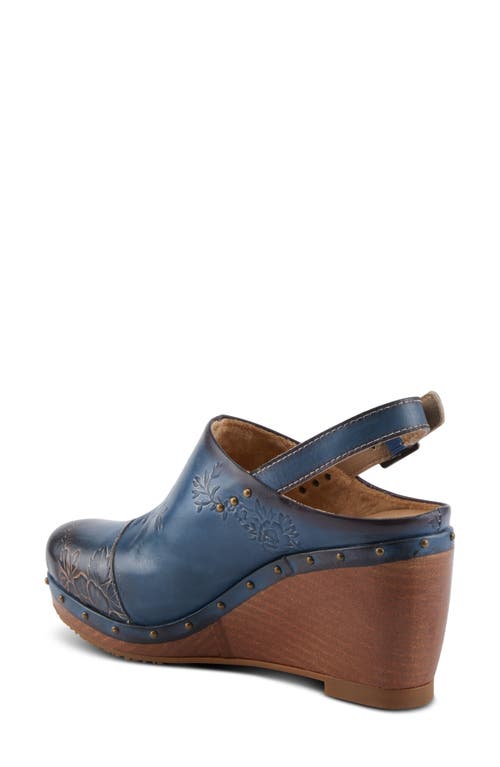 L'artiste By Spring Step Loveya Slingback Platform Wedge Clog In Blue
