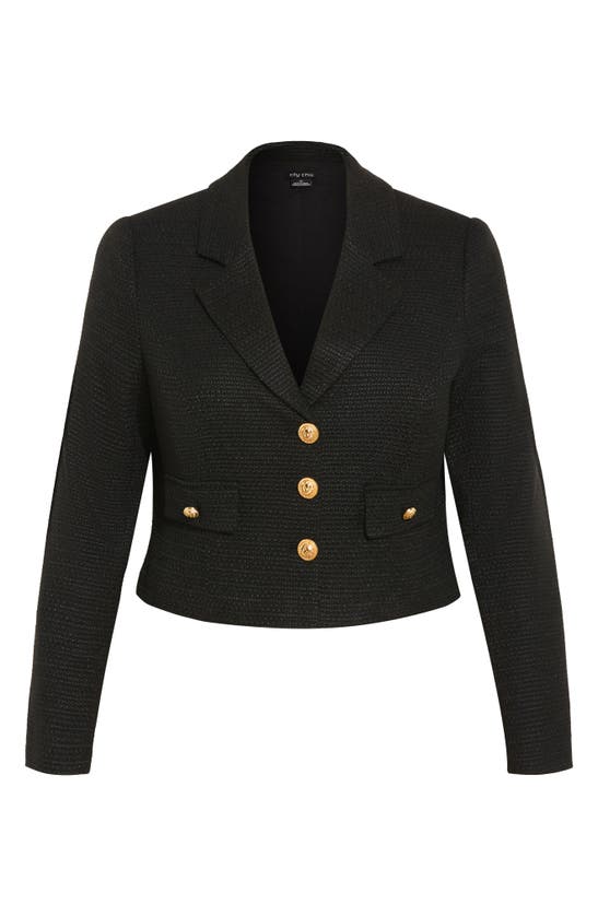 Shop City Chic Regina Bouclé Crop Jacket In Black