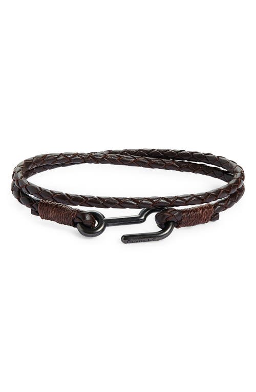 Caputo & Co. Men's Braided Leather Double Wrap Bracelet in Dark Brown