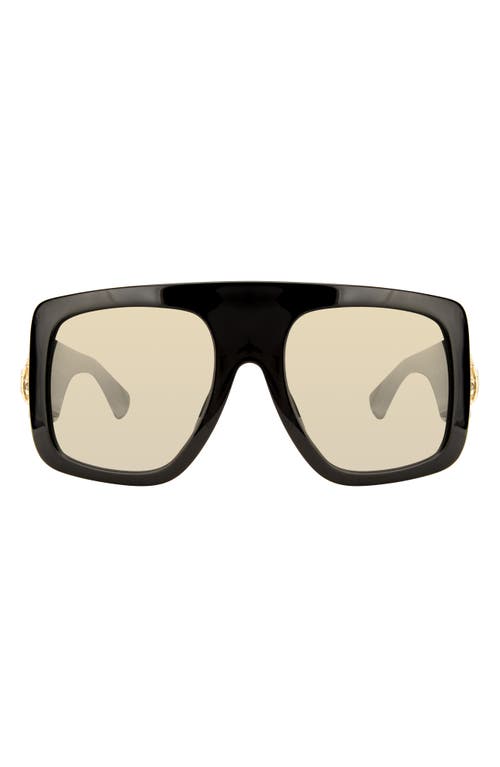 Kurt Geiger London 62mm Oversize Rectangular Sunglasses In Black/brown Gold