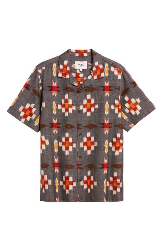 Shop Wax London Didcot Ikat Camp Shirt In Grey Multi
