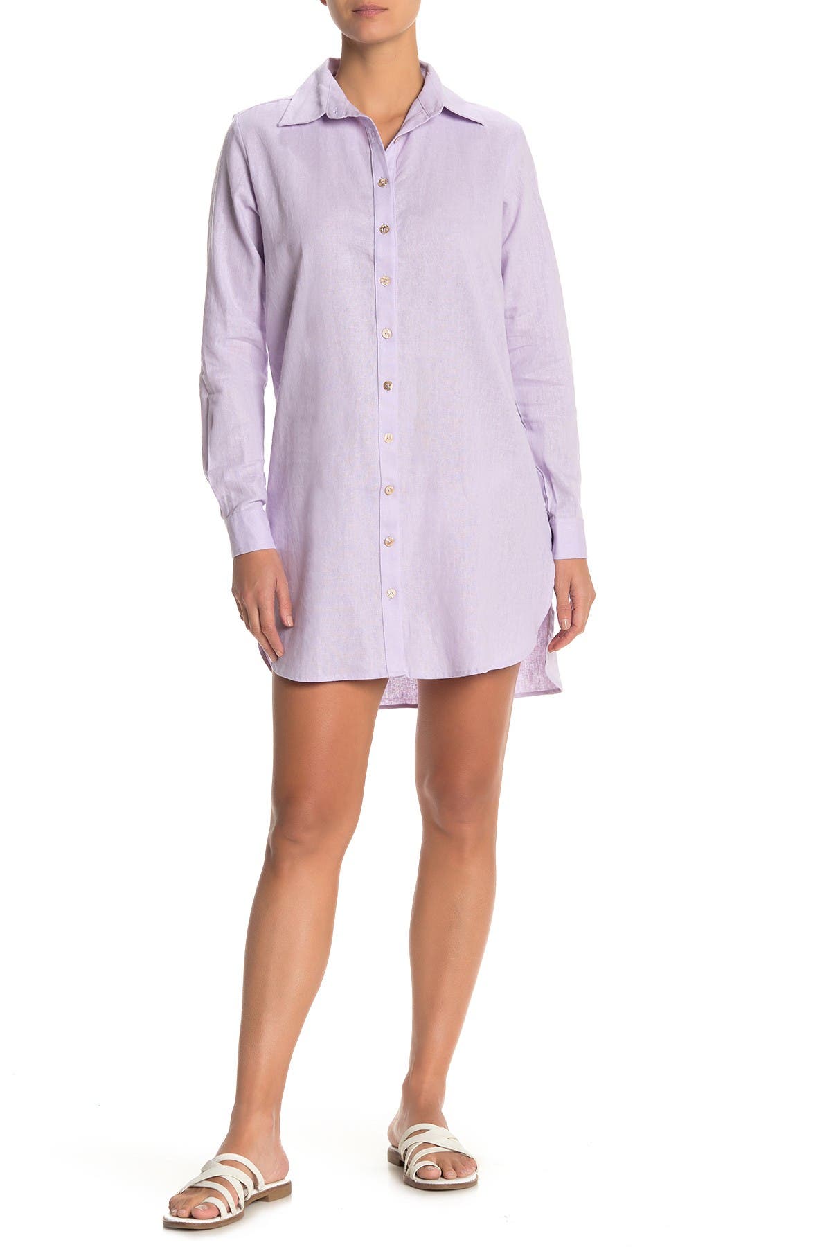 linen blend shirt dress