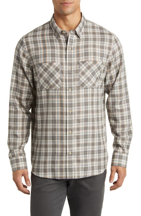 Cloud Plaid Flannel Button-Up Shirt