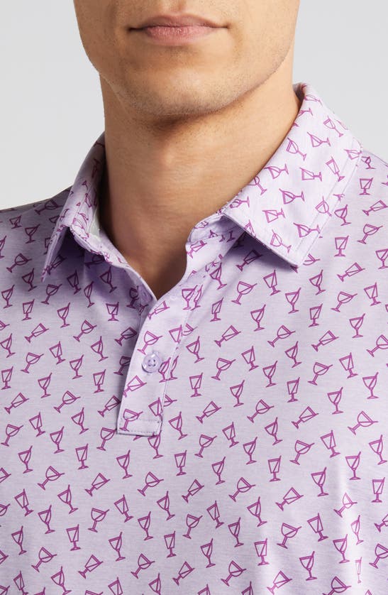 Shop Johnston & Murphy Xc4® Cocktail Print Performance Golf Polo In Lavendar