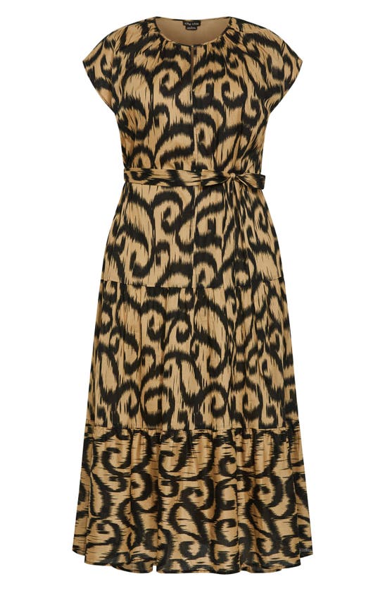 Shop City Chic Kasbah Ikat Print Cotton Tiered Maxi Dress