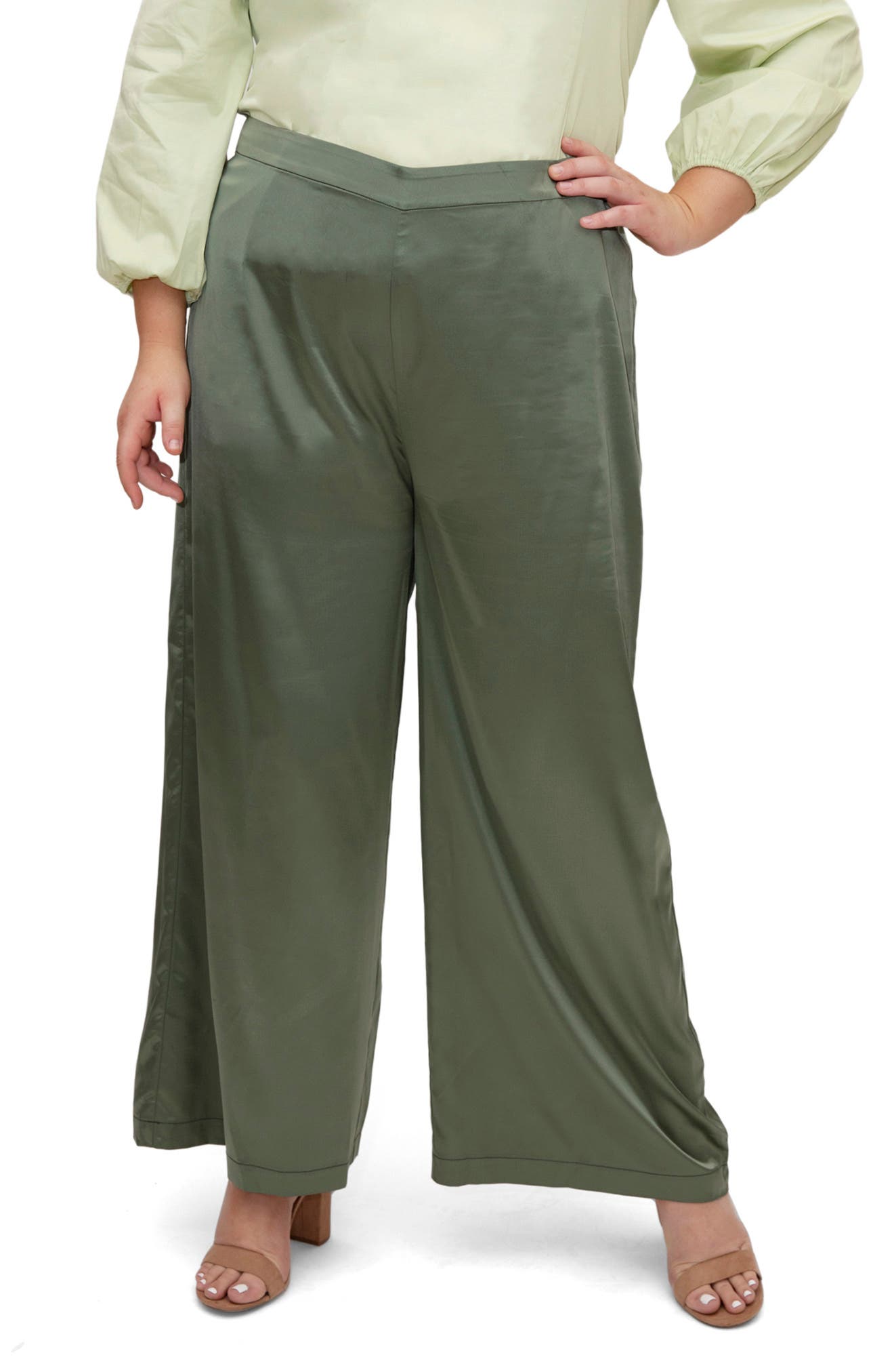 Marée Pour Toi Wide Leg Satin Pants 