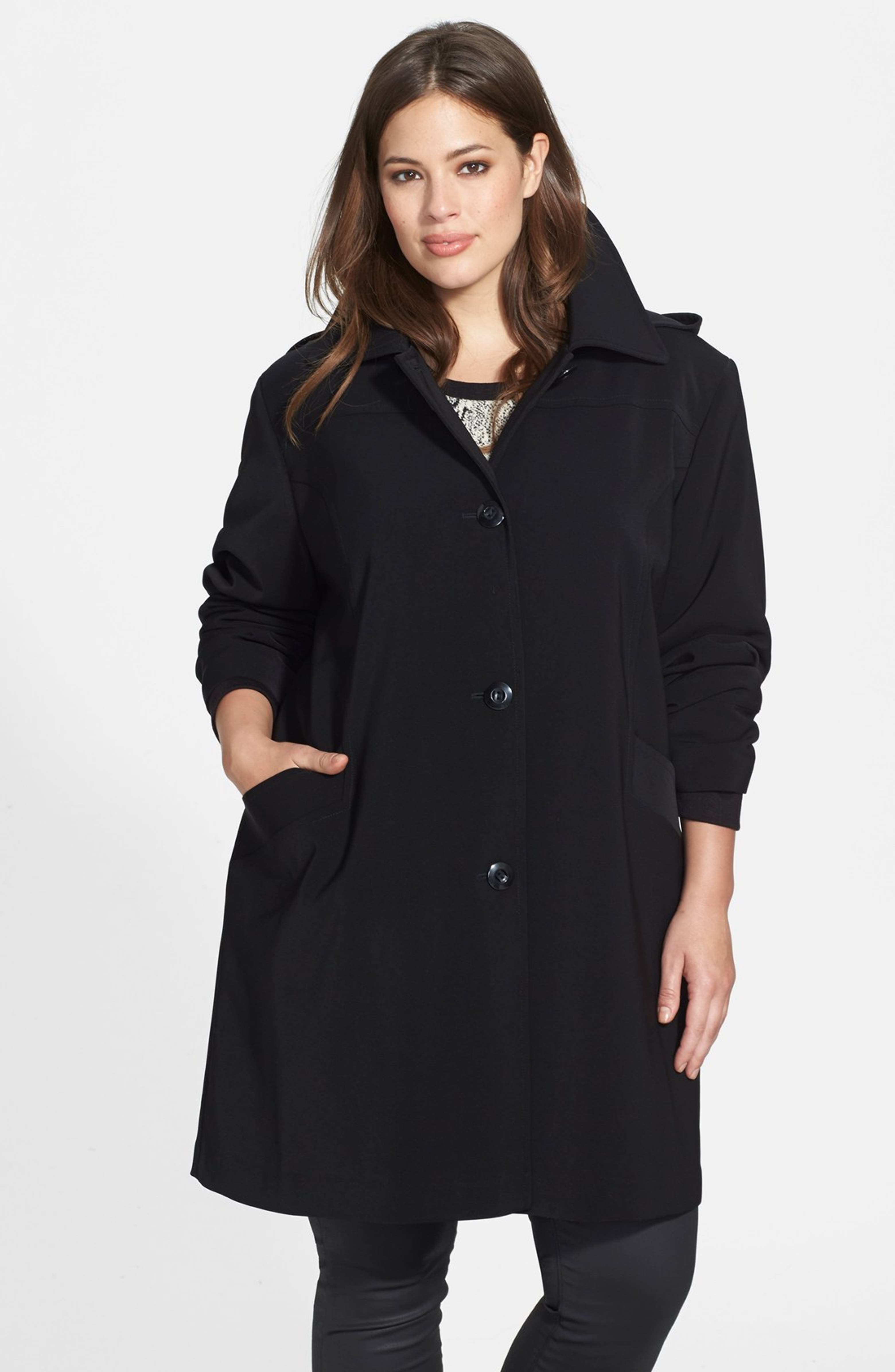Gallery 'Napage' Raincoat with Detachable Hood & Liner (Plus Size ...