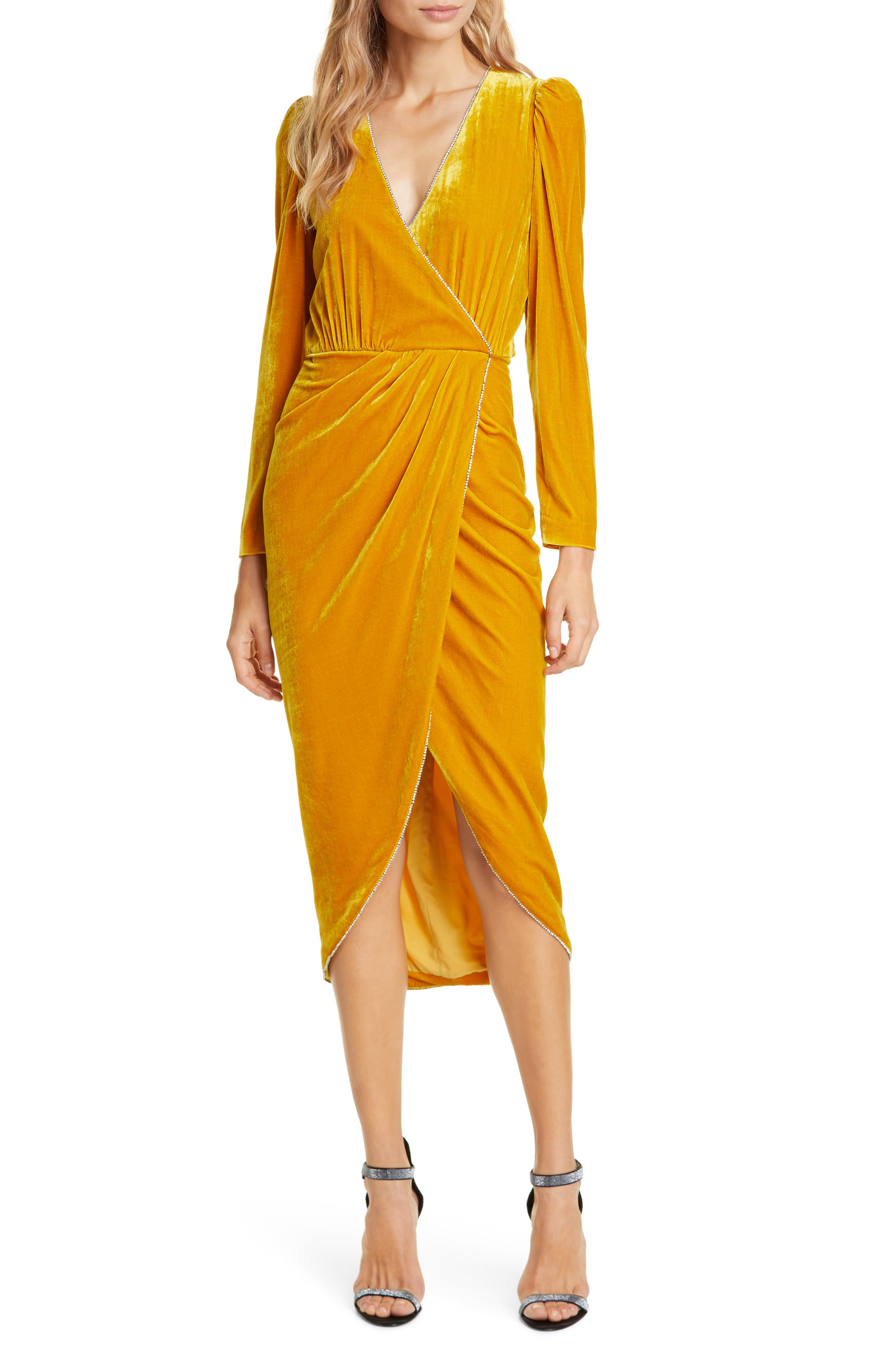 velvet dress yellow