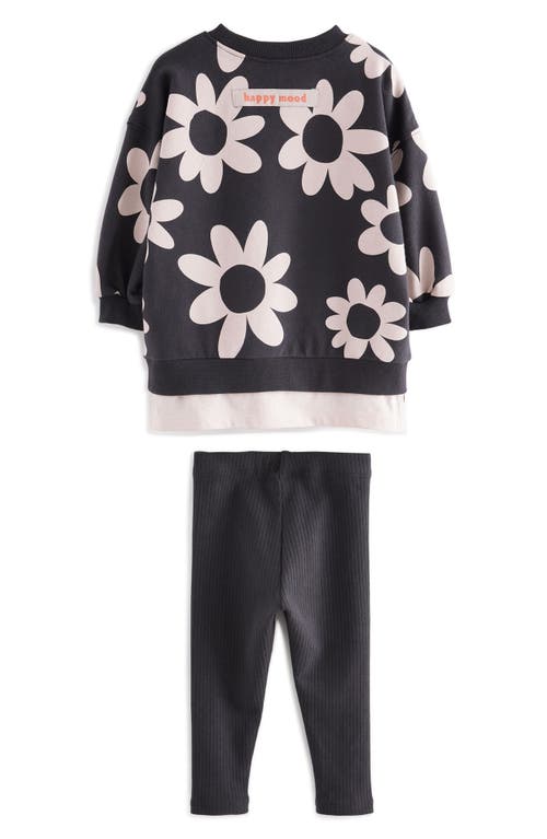 Shop Next Kids' Floral Sweatshirt & Leggings Set In Black