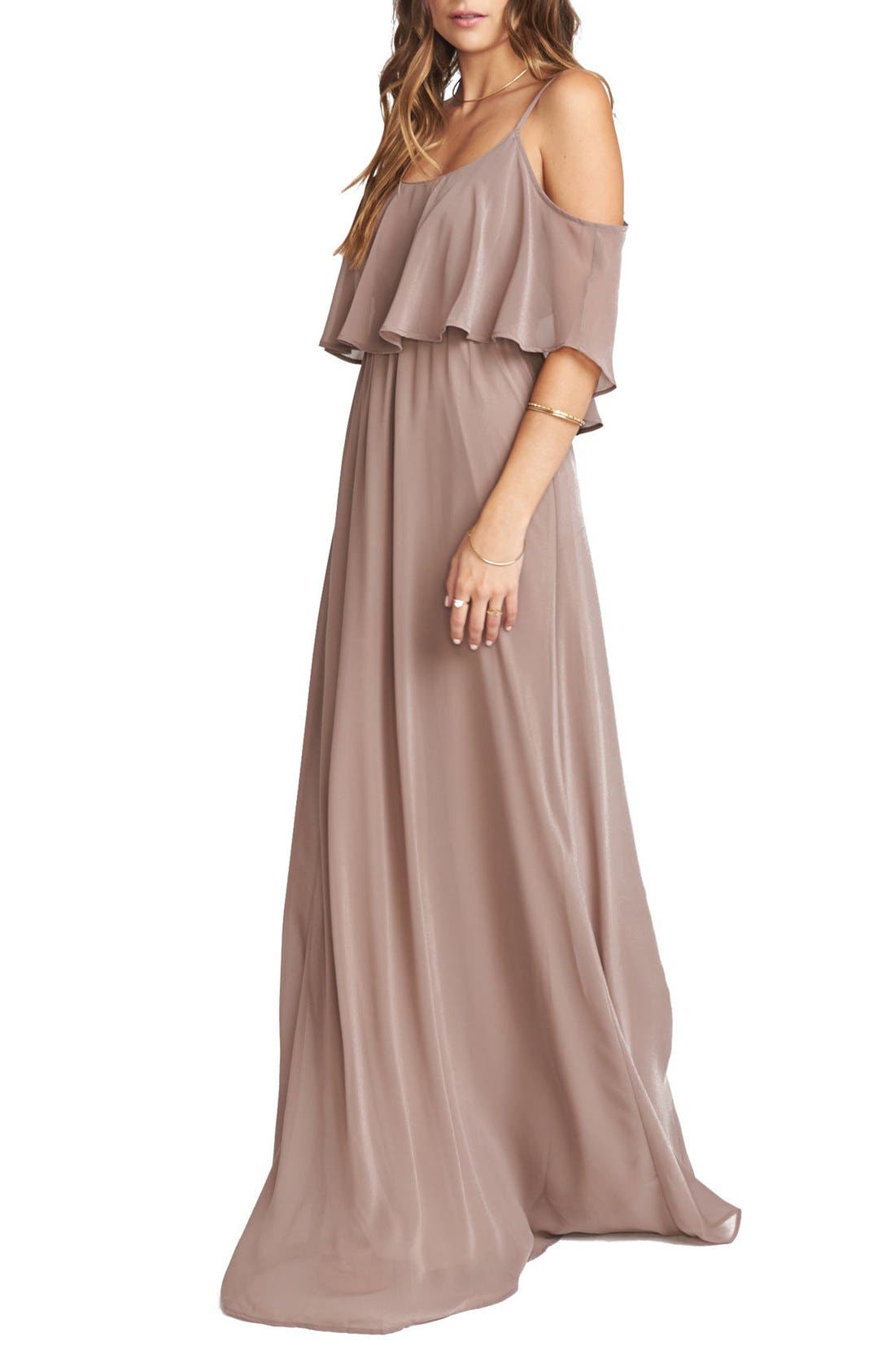 caitlin cold shoulder chiffon gown