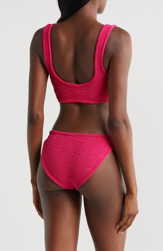 Shop Hunza G Juno Crinkle Twist Two-piece Swimsuit In Metallic Raspberry