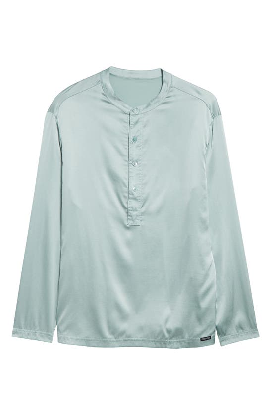Shop Tom Ford Henley Stretch Silk Pajama Shirt In Pale Mint